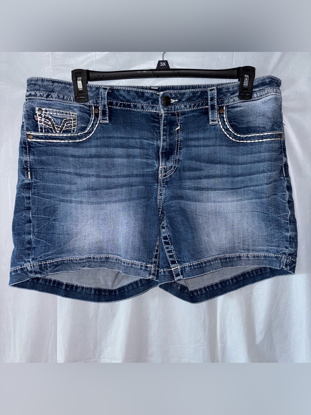 Vigoss Denim Shorts Women's Sz 20 Blue Heritage Fit Thick Stitch Summer Casual